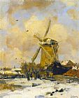 Famous Winter Paintings - A Windmill in a Winter Landscape